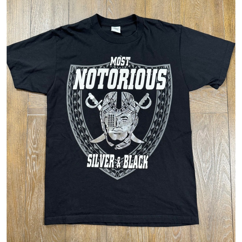Raiders Most Notorious Silver & Black Graphic Tee Shaka Wear #3133